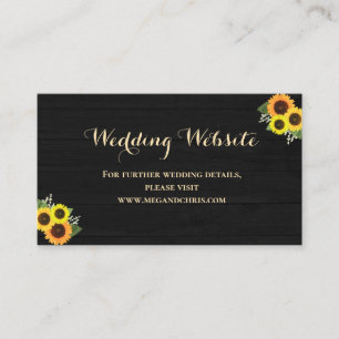 Rustic Country Black Sunflower Wedding Website Enclosure Card