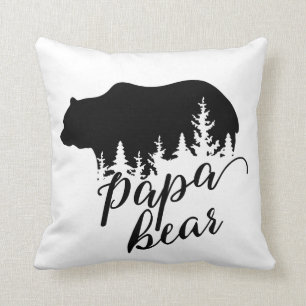 Rustic Country Black & White Flannel Papa Bear Cushion