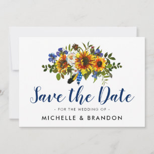 Rustic Country Blue and Yellow Save the Date