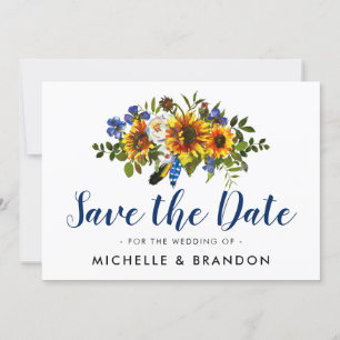 Rustic Country Blue and Yellow Save the Date