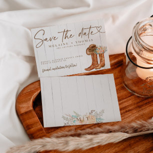 Rustic Country Boots and Hat Floral Save the Date  Enclosure Card