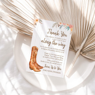 Rustic Country Boots Bridal Shower Thank You Card