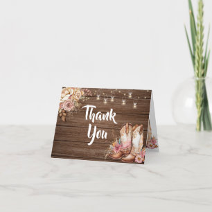Rustic Country Boots Cowgirl Birthday Folded Thank You Card
