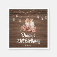 Rustic Country Boots Cowgirl Birthday Paper