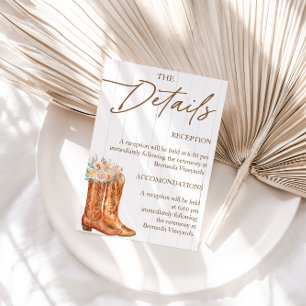 Rustic Country Boots & Hat Bridal Shower Details Enclosure Card