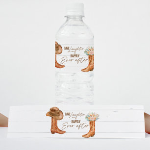 Rustic Country Boots & Hat Water Bottle Label