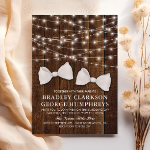 Rustic Country Bow Tie Gay Groom Wedding Invitation