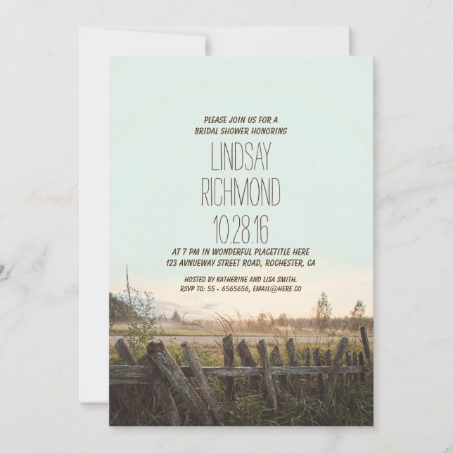 rustic country bridal shower invitation (Front)