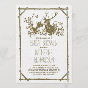 Rustic country bridal shower invites with deer