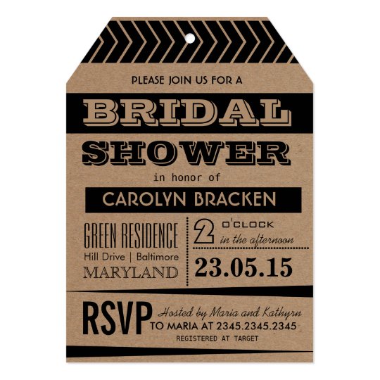 Rustic | Country Brown Black Bridal Shower Card