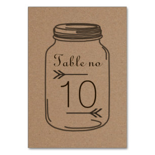 Rustic Country Brown Masonjar Table Number Card