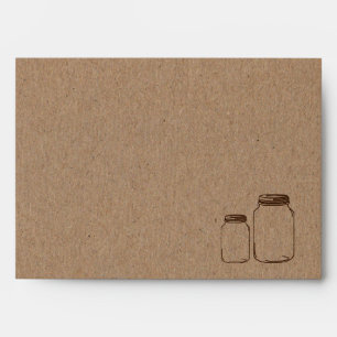 Rustic   Country Brown Masonjars Wedding Envelope