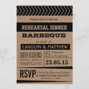 Rustic   Country Brown Rehearsal Dinner Barbeque Invitation