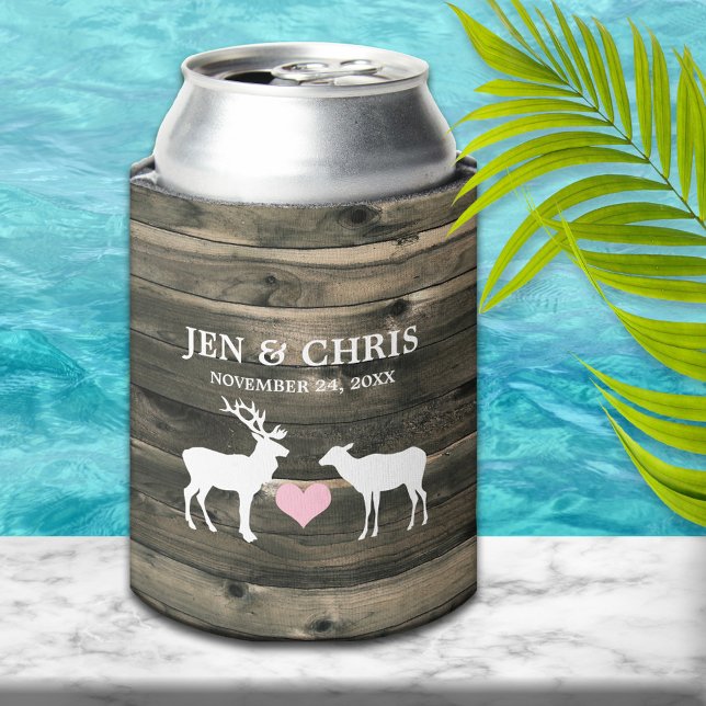 Rustic Country Buck and Doe Wedding Favour Can Cooler (Creator Uploaded)