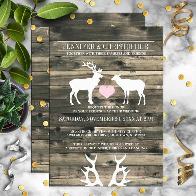 Rustic Country Buck and Doe Wedding Invitation (Creator Uploaded)