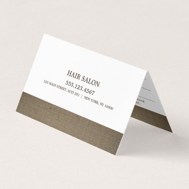 Rustic Country Burlap Appointment Card (Front)