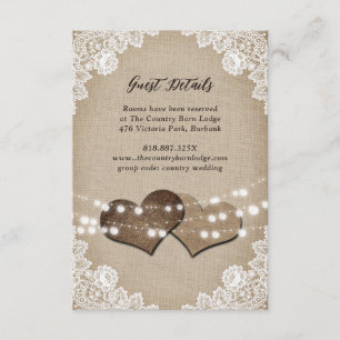 Rustic Country Burlap Floral Lace Wedding Enclosure Card