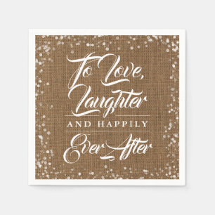 Rustic Country Burlap Happily Ever After Wedding Napkin