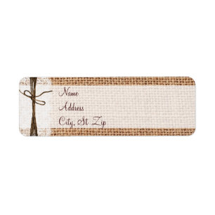 Rustic Country Burlap Lace Twine  Address Labels