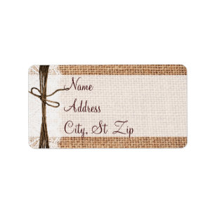 Rustic Country Burlap Lace Twine  Address Labels