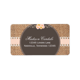 Rustic Country Burlap Lace Wedding Address Labels