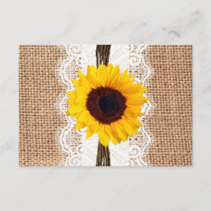 Rustic Country Burlap Lace Wedding RSVP Cards