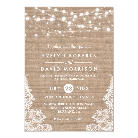 Burlap And Lace Wedding Invitations Free Blank Template 5