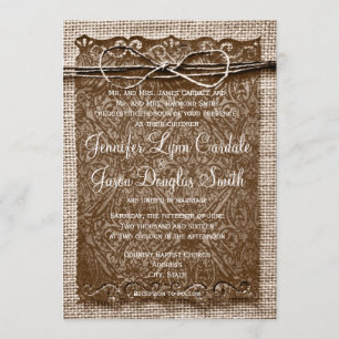 Rustic Country Burlap Twine Scroll Wedding Invites