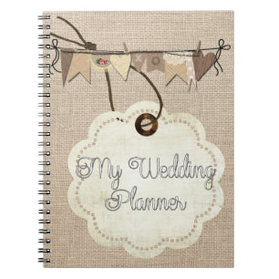 Rustic Country Burlap Wedding Planner Notebook