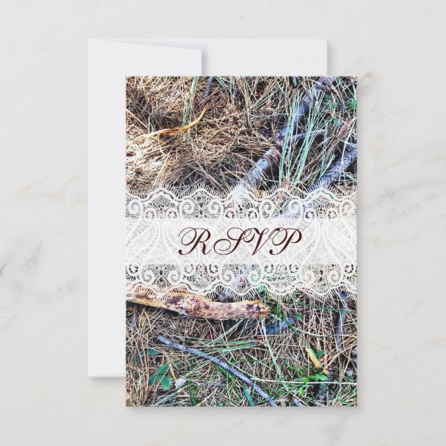 Rustic Country Camo Camouflage Wedding RSVP Cards (Front)