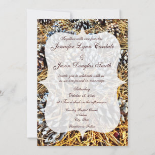 Rustic Country Camo Pine Cones Wedding Invitations