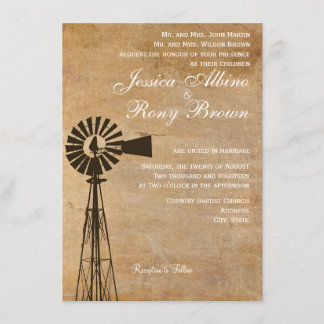 Rustic Country Canvas Windmill Wedding Invitation