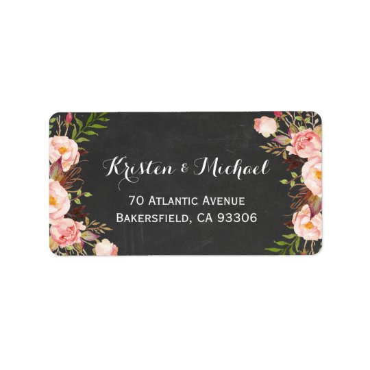 Rustic Country Chalkboard Beautiful Floral Address Label