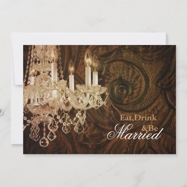 rustic country chandelier wedding Rehearsal Dinner Invitation (Back)