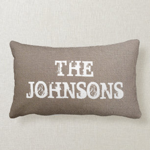 Rustic country chic burlap lumbar throw pillow