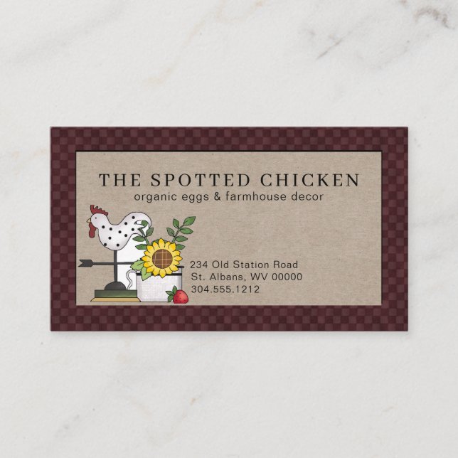 Rustic Country Chicken Farm Fresh Eggs  Business Card (Front)