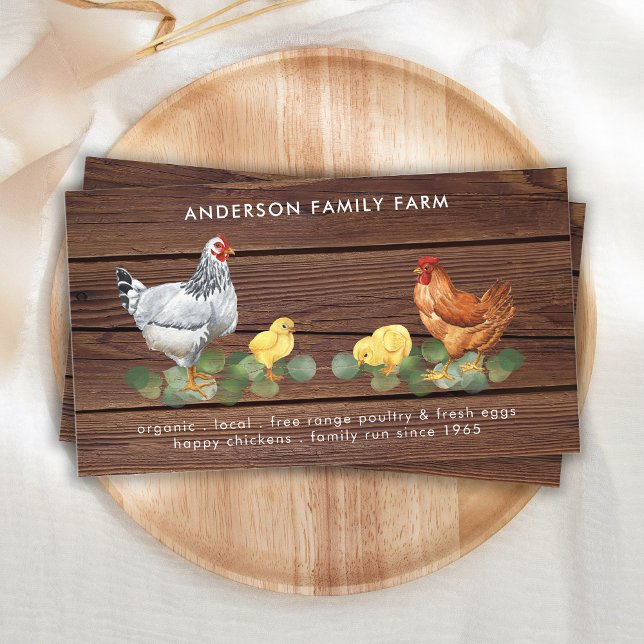 Rustic Country Chicken Farm Fresh Eggs QR Code Business Card (Creator Uploaded)