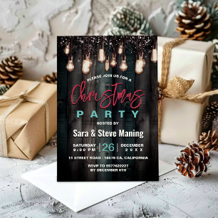Rustic Country Christmas brown Holiday party Invitation