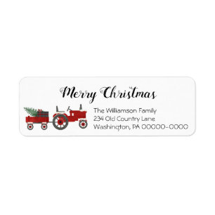 Rustic Country Christmas Buffalo Plaid Return  Address Label