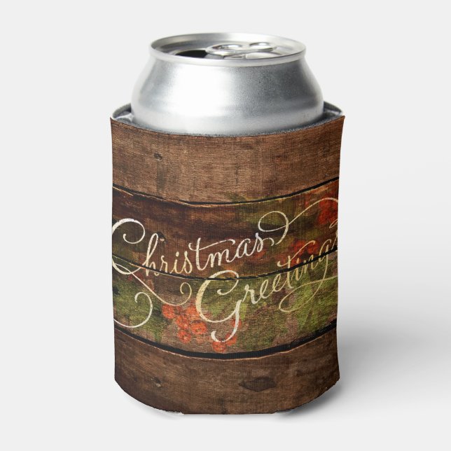 Rustic Country Christmas Can Cooler (Can Front)