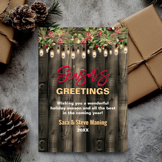 Rustic Country Christmas greenery Holiday greeting (Creator Uploaded)