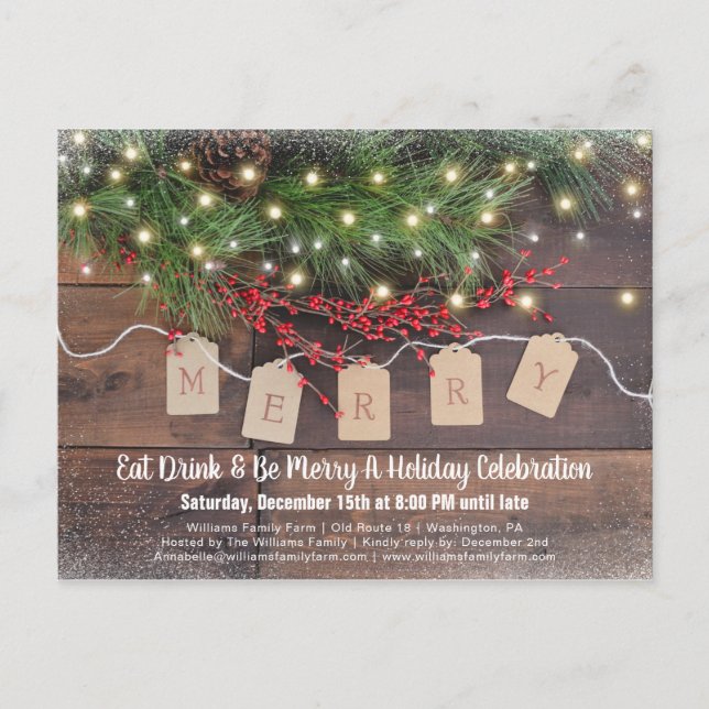 Rustic Country Christmas Holiday Party Invitation (Front)