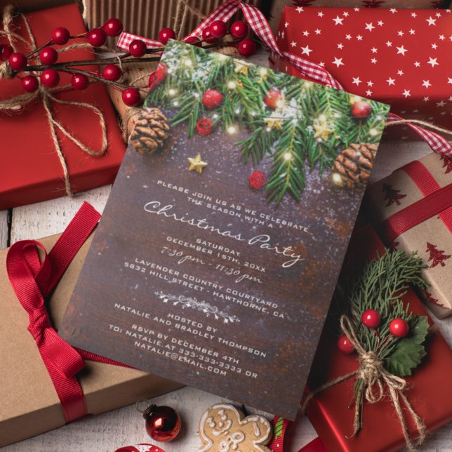 Rustic Country Christmas Holiday Party Invitation (Creator Uploaded)