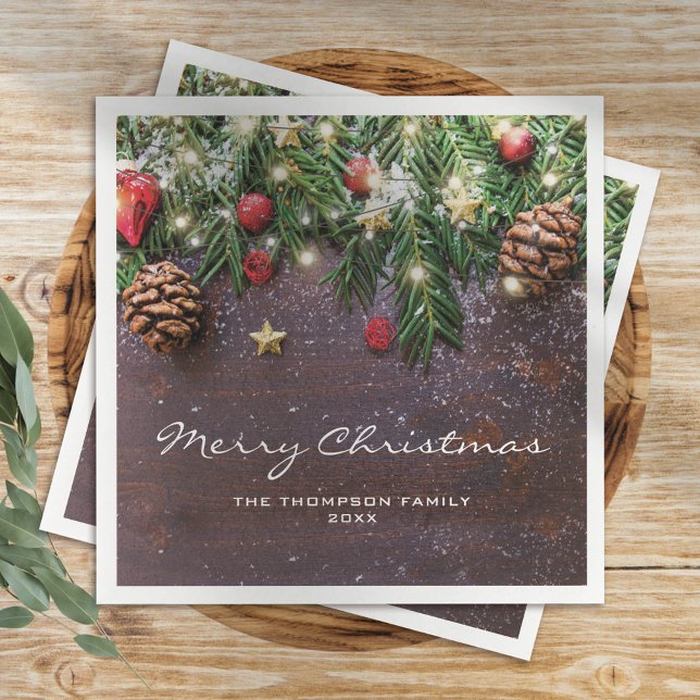 Rustic Country Christmas Holiday Party Napkin (Creator Uploaded)