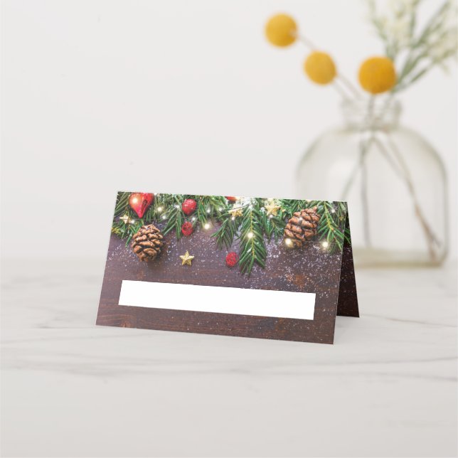 Rustic Country Christmas Holiday Party Place Card (Front)