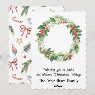 Rustic Country Christmas Holiday Wreath Non Photo Card