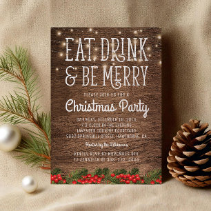 Rustic Country Christmas Party Happy Holiday Invitation
