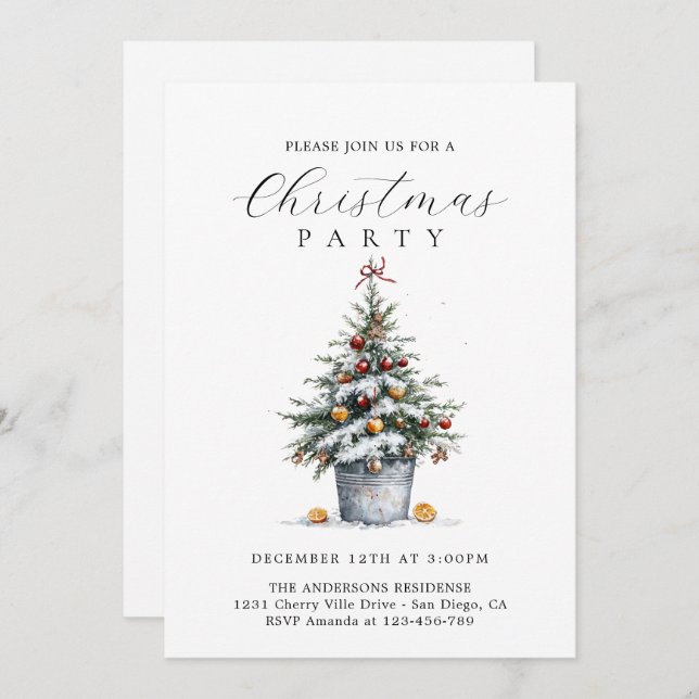 Rustic Country Christmas Party Invitation (Front/Back)