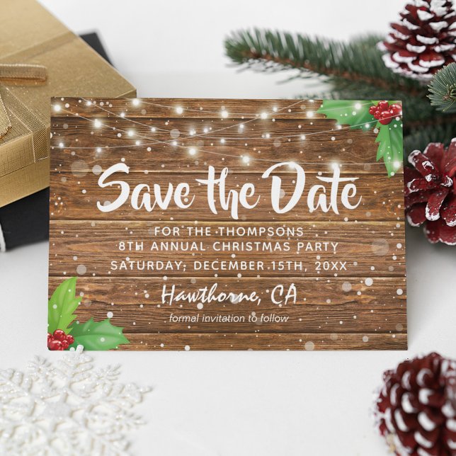 Rustic Country Christmas Party Save the Date Announcement Postcard (Creator Uploaded)