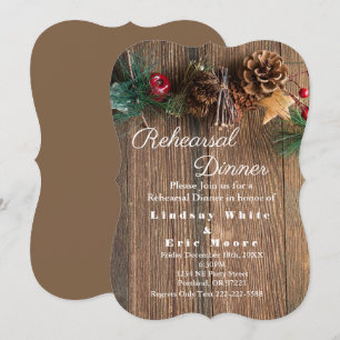 Rustic Country Christmas Rehearsal Dinner Invitation